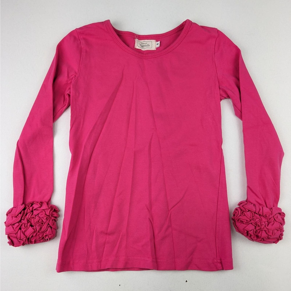 Pearls and Piggytails Pink LS Ruffle Cuff Shirt